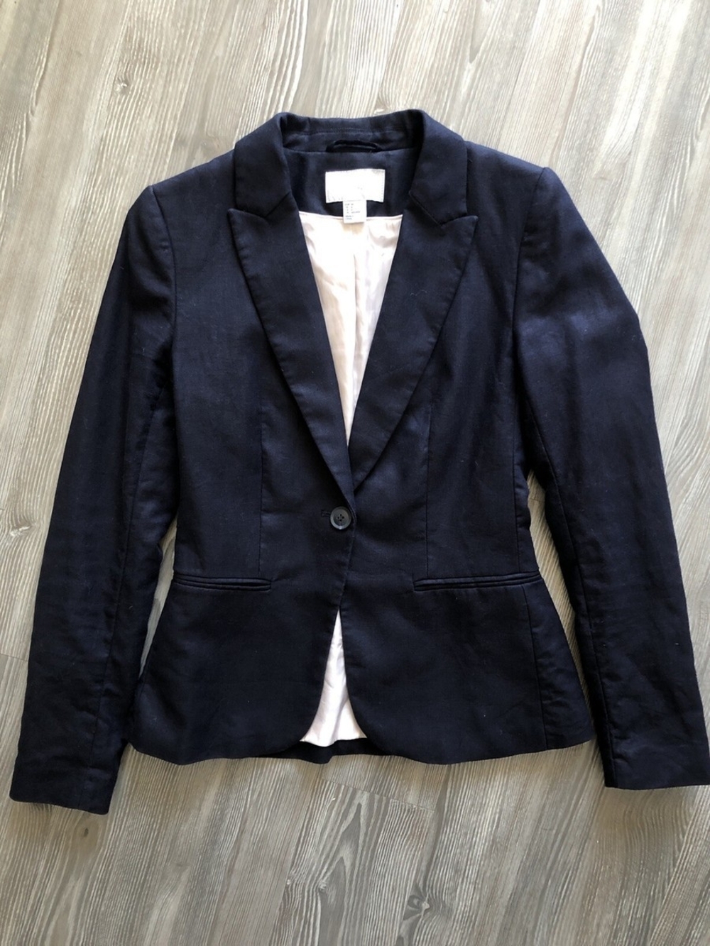 H&M Navy Single-Button Tailored Blazer